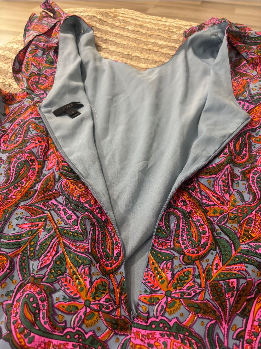 J.Crew Silk Ruffle Vibrant Paisley Floral Dress Size 12 NWT - Picture 11 of 14